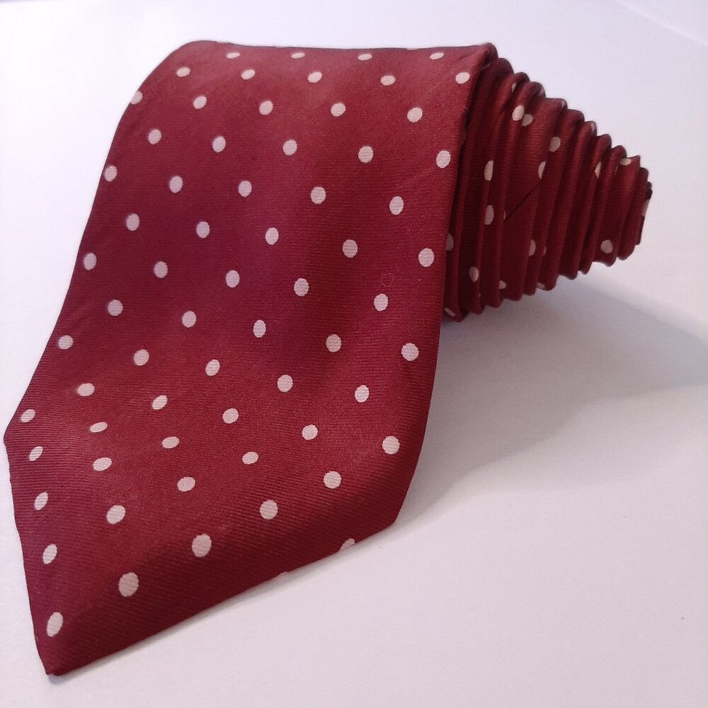 Vintage Michelsons Red Maroon Silk Polka Dot Tie